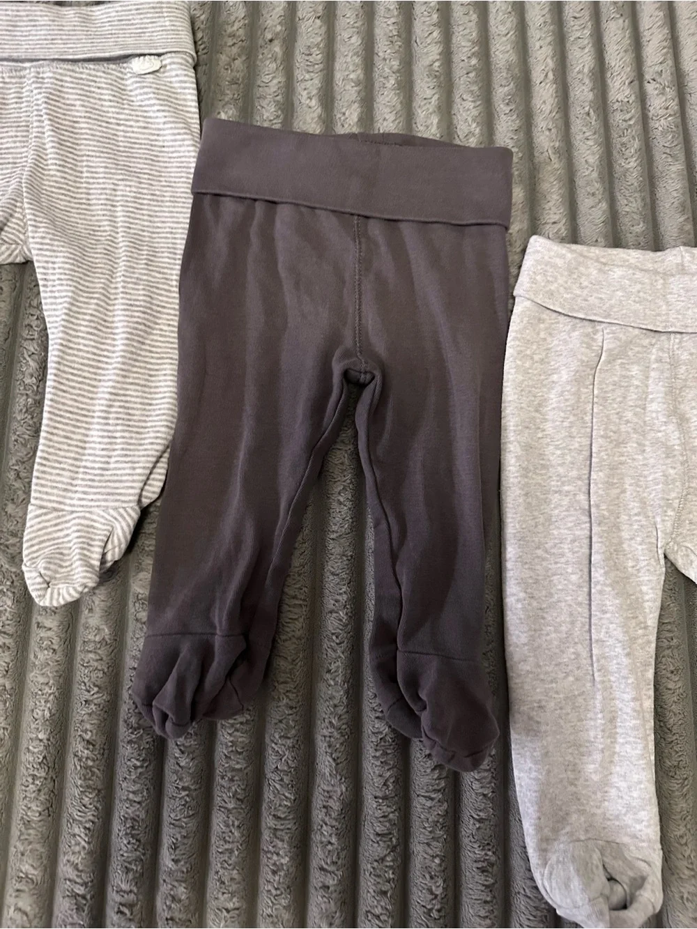 H&M Baby Footed Pants Bundle - Neutral Gray, Charcoal & Blush Pink